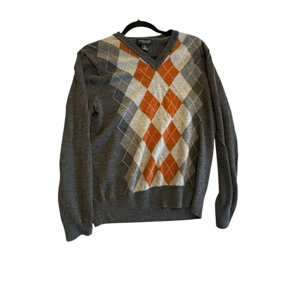 Banana Republic Argyle 100% Wool Gray Sweater Large - Picture 1 of 6